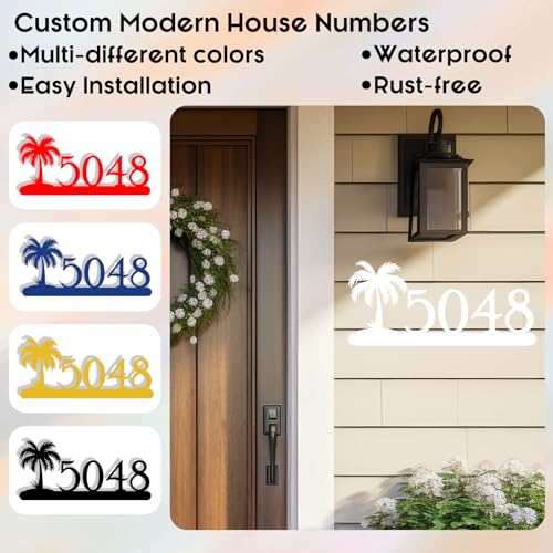 Image of Personalized House Number Custom Metal Address House Numbers Modern House Number Sign for Outside