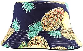 ZLYC Unisex Cute Print Bucket Hat Summer Fisherman Cap (Pineapple Yellow)