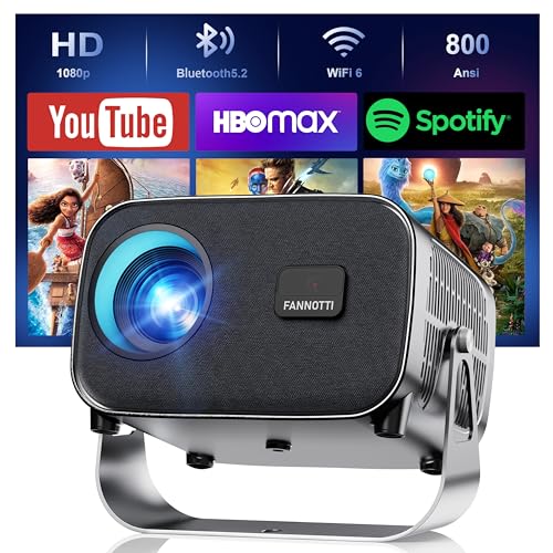 Image of Smart Projector with WIFI and Bluetooth, 800ANSI Native 1080P Portable Projector Built-in Apps, Auto Keystone & Electric Focus Movie Projector for Home Theater Compatible with IOS /Android /HD(Metallic)