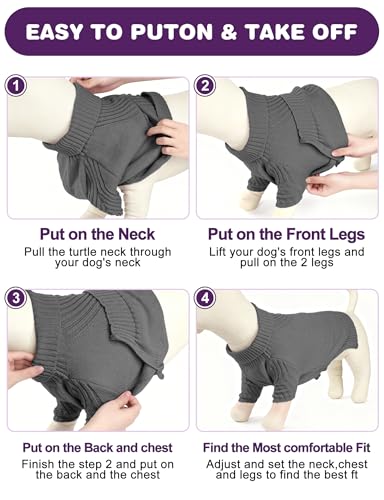 Image of Dog Sweaters for Small Medium Large Dog, Classic Turtleneck Pet Clothes Warm Thermal Doggy Winter Coat, Thick Double Knitting Collar Pullover Cold Weather Puppy Jacket for Indoor & Outdoor Wear