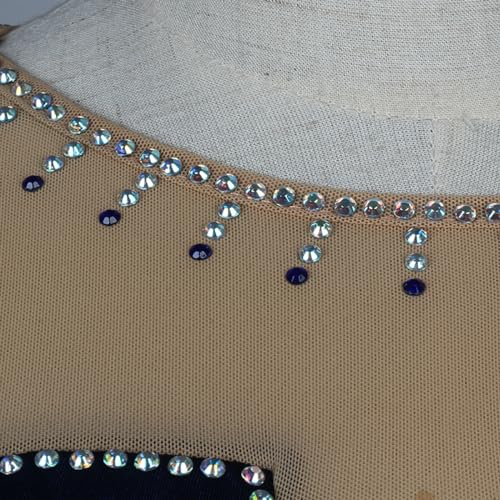 VVieer Vestido de patinação artística saia de malha azul gradiente sem mangas desempenho de competiç