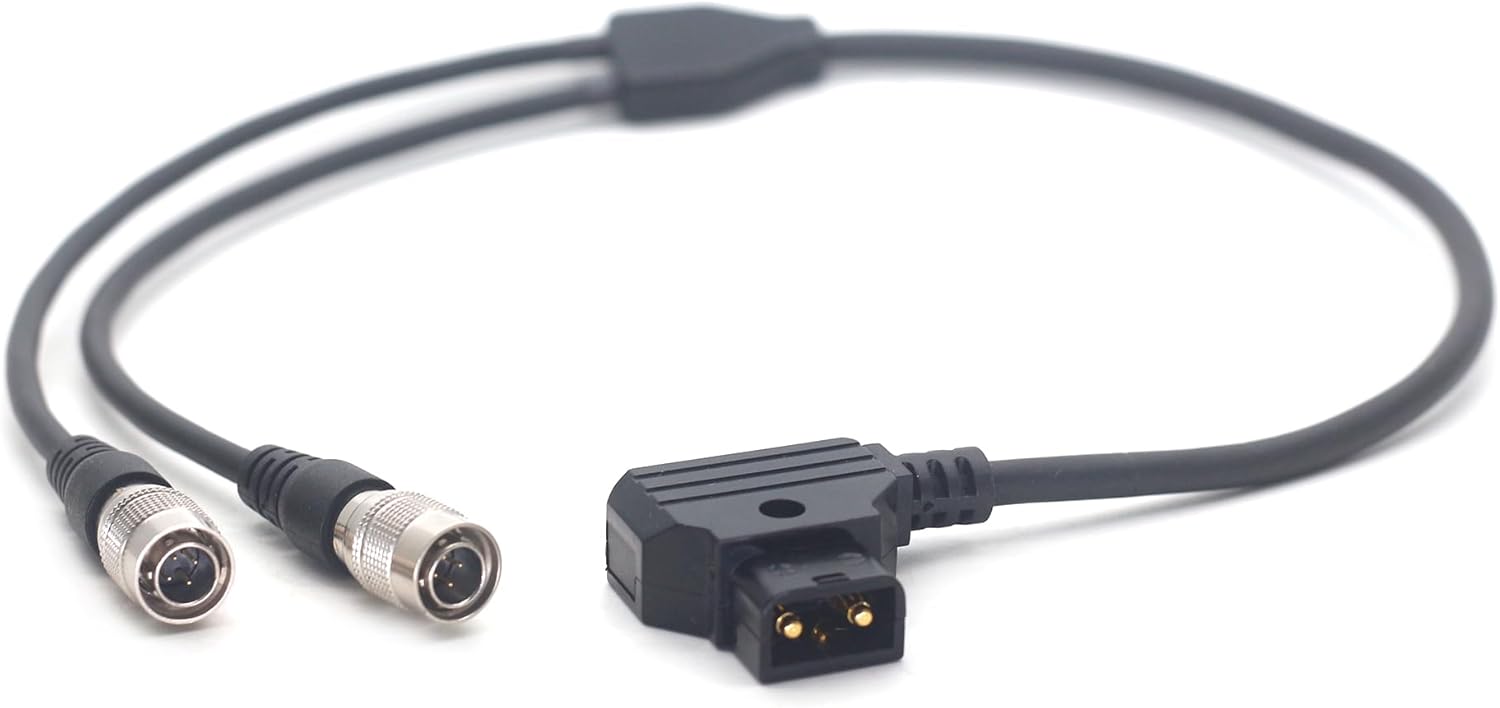 Power Cable D-tap/P-tap to Dual Hirose 4Pin Male Supply Cord for ZAXCOM, Sound Devices 688/633, Zoom F8-50cm