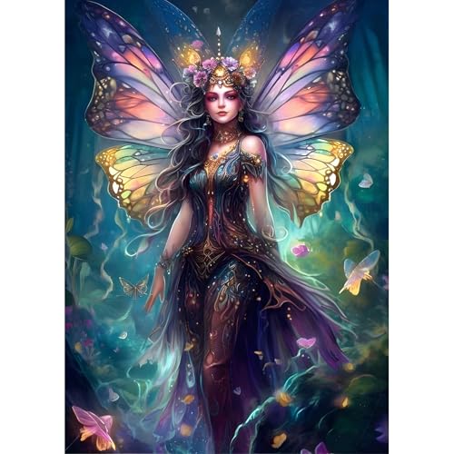 DPHERO DIY Fairy Diamond Painting Kits for Adults,5D Butterfly Di...
