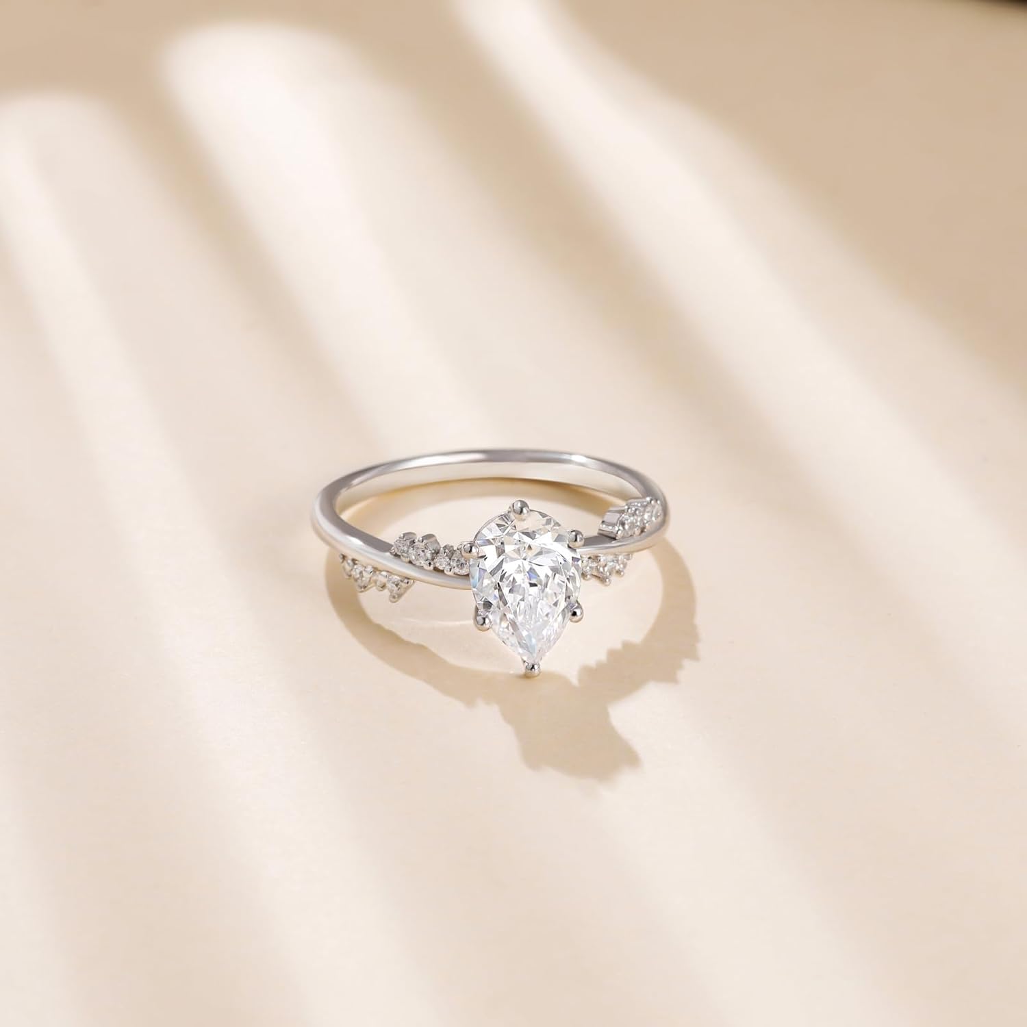 EAMTI 2CT 925 Sterling Silver Engagement Rings for Women Wedding Bridal Halo Cubic Zirconia Promise Rings for Her Size 3-11 - Image 2