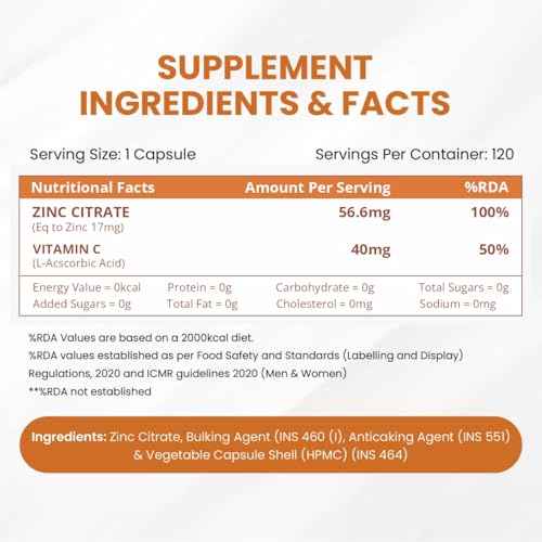 Vlado's Himalayan Organics Zinc Citrate with Vitamin C, 120 Capsules — Zinc Supplements - image 2