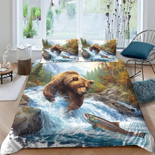 Parure de lit ours 135x200 cm avec impression 3D haute définition durable
