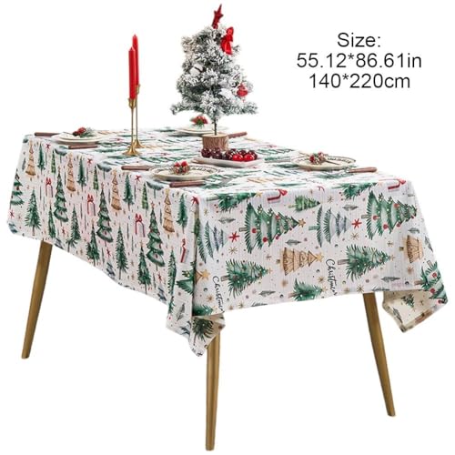 Nappe de Noël rectangulaire lavable et résistante pour grands dîners de fête - 3