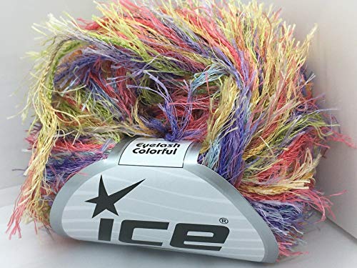 Curacao - Purple, Green, Red, Orange, Blue Eyelash Yarn 50 Gram - 48240B #TOP6