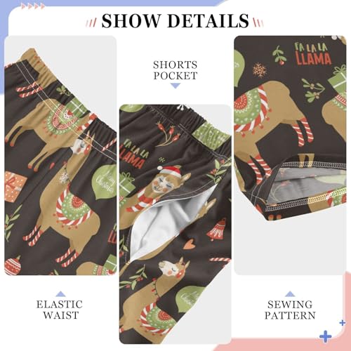 ZZXXB Xmas Ethnic Llama Boys Long Pants Soft Trousers Elastic Waist Kids Lounge Bottoms with Pockets S-XL4
