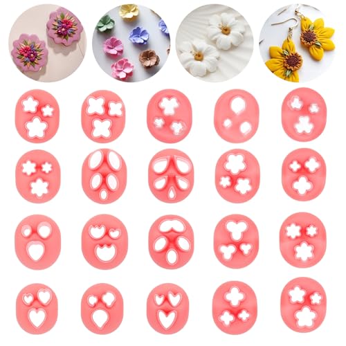 20Pcs Clay Cutters for Polymer Clay Jewelry Mini Polymer Clay Cutters for Earrings 20 Shapes - Floral, Leaf, Butterfly, Heart Polymer Clay Molds for Jewelry Making