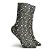 Fashion Compression Socks,Childish Doodle Art Pattern With Different Blossoms Leaves Dots And Small Triangles,Performance Polyester Cushioned Athletic Crew Socks for Running,Athletic, -12 inch
