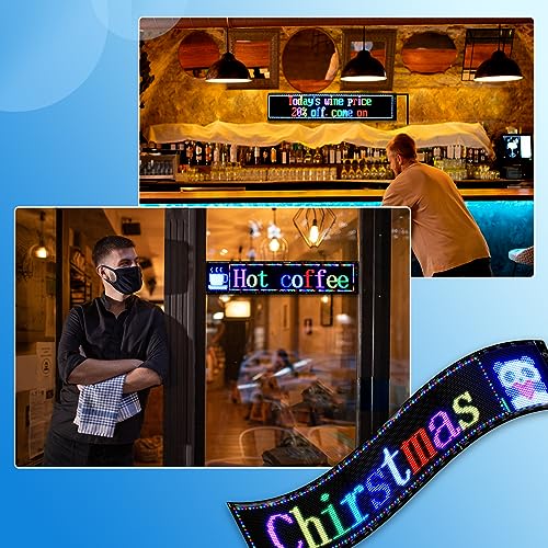 Image of Double Row Scrolling LED Sign,Programmable Flexible LED Matrix Panel,Bluetooth APP Control,DIY Text, Patterns, Animations