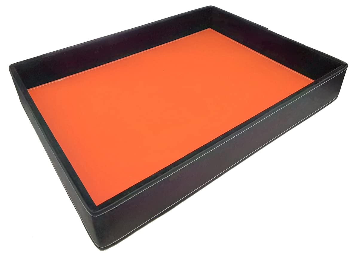 Oggettando - Schreibtischset aus Kunstleder mit Zubehör bestehend aus Schreibunterlage mit Seitenstreifen, Dokumentenablage, Taschenleerer, Stifthalter, Kartenhalter (Orange)