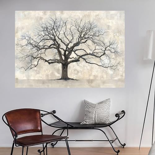 Tableau decoration murale salon moderne peinture arbre - 4