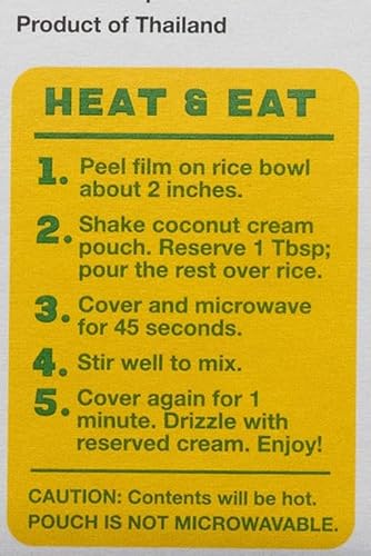 Thai Sticky Rice with Coconut Cream Dessert Kit, Mango Sticky Rice Style, Heat & Eat, Dairy Free, Gluten Free, Vegan, Non-GMO, 8 Servings (4.58 oz Each), Total 36.6 oz (2.3 lb) By Sun Tropic