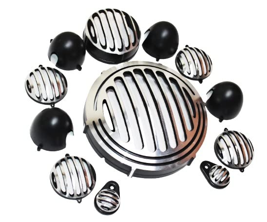 MIKANIX CNC Metal Front Rear Headlight Grill/Jali Cover Set with Tail Lamp, Indicator, Pivot Eyes Cup Compatible with Royal Enfield Classic Reborn 350 (Silver)-image-15