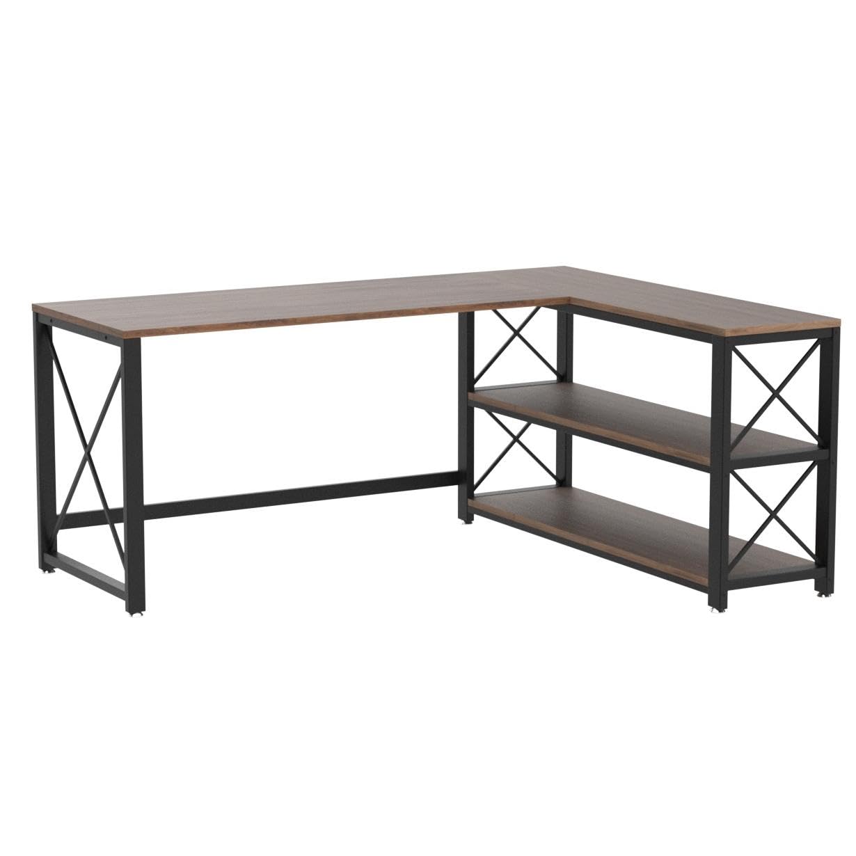 Amazon.co.jp: Tribesigns リバーシブル インダストリアル L字型デスク