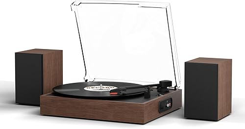 Reproductor de discos de vinilo con altavoces estéreo externos, tocadiscos vintage para discos de vinilo, reproductores LP, soporte de reproducción