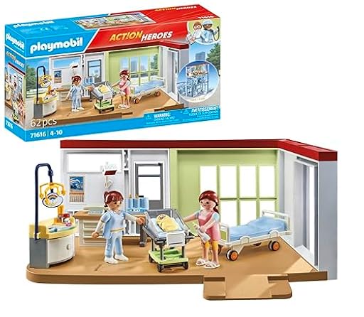 PLAYMOBIL Action Heroes 71616 Maternidad, Hecha de más del 80% de Materiales reciclados y de Base biológica, Juguetes para niños y niñas a Partir de 4 años | Ya disponible en tu tienda friki favorita! En mundofriki.es!