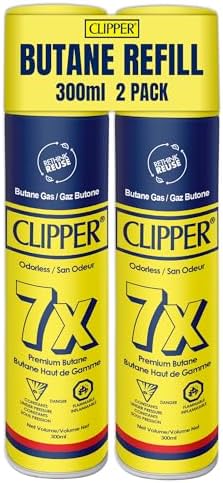 Clipper Butane Refill for Lighters – 300ml (165g), Pack of 2 Units - Universal Compatible with All Refillable Butane Lighter, Torch Lighter – Odorless and Pure Refill