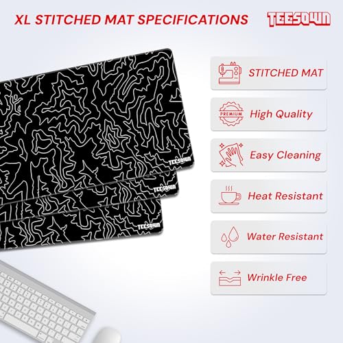 Image of Black Canyon Map Stitched Mousepad (12x31) for Laptop, Desktop, PC and Gaming Deskmat (Stitched Black 2.O, XL)