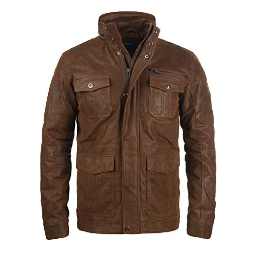 !Solid Lash - Chaqueta de Cuero para Hombre, tamaño:S, color:Cognac (5048)
