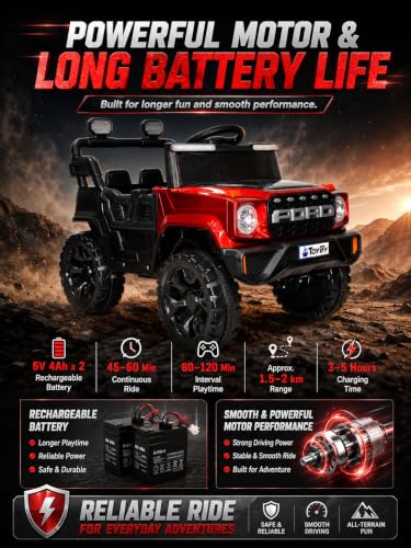 Image of Kids Electric Ride-On EV Car - Battery Operated with Dual Control (Manual + Steering)