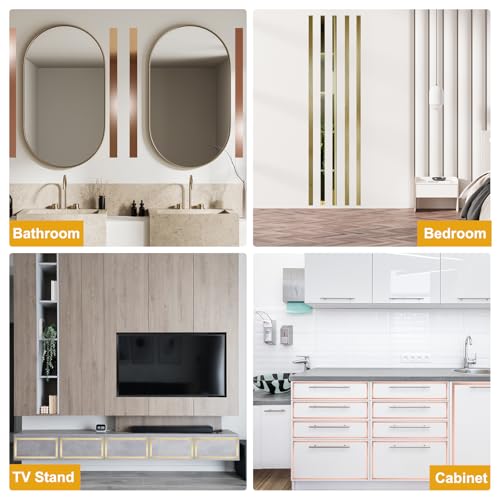 Borde de espejo autoadhesivo de acero inoxidable para decorar paredes de salones y dormitorios 8
