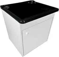 Tanque de lavar Roupa 26L Suspenso com Gabinete 46cm Montado Cor:Tanque Preto