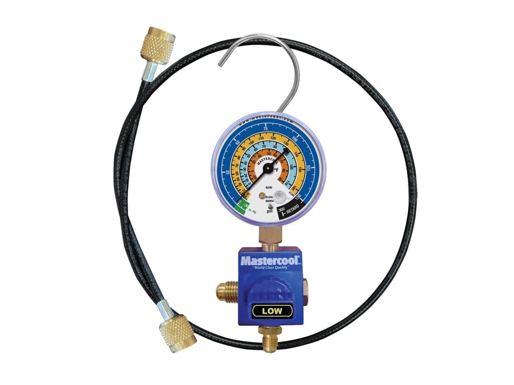 Mastercool 92518-53-1/4TP Single Ball Valve Manifold with 18" Hose R290 R600a Hydrocarbon