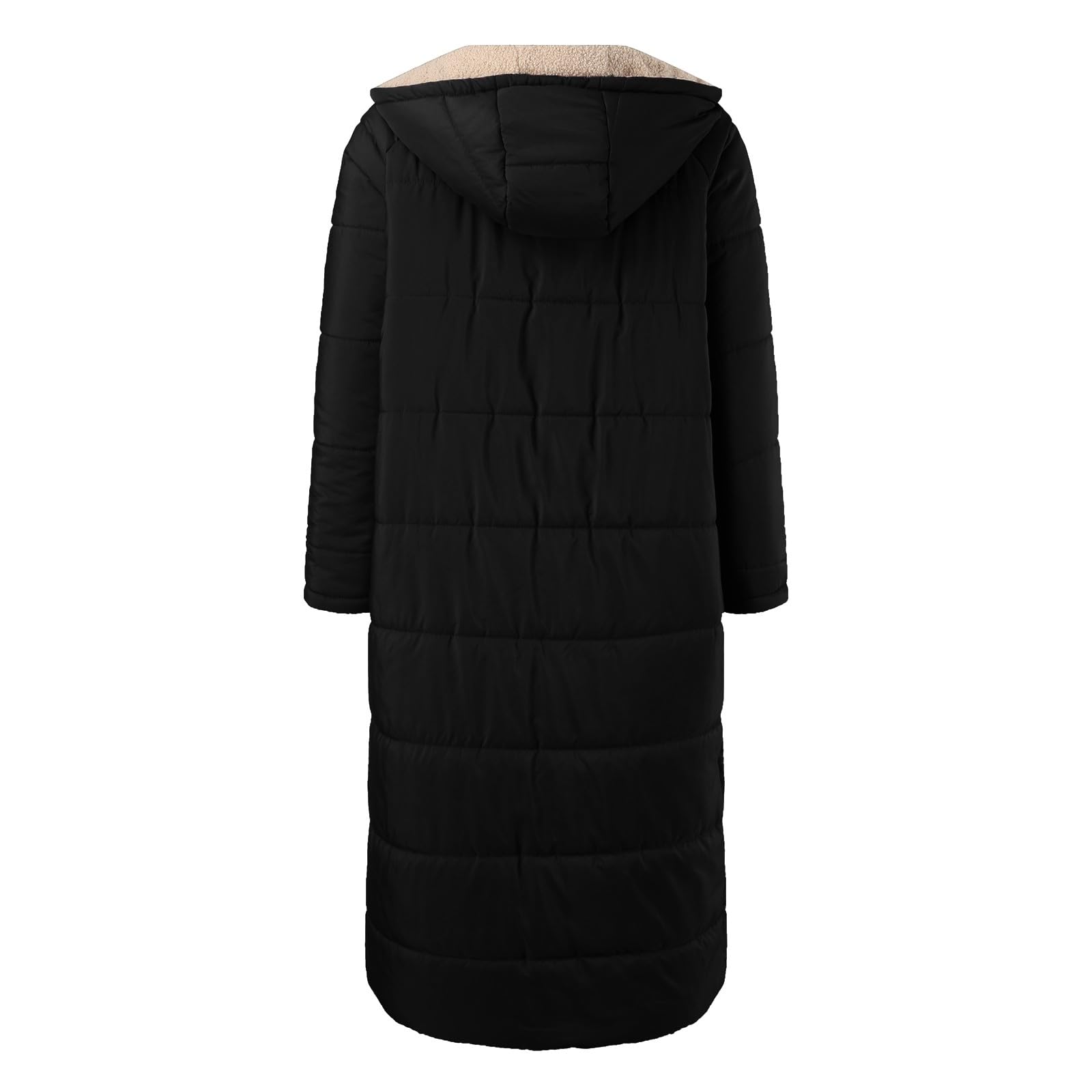 Genérico Abrigo Largo Reversible de Invierno para Mujer Chaqueta Informal con Cremallera y Bolsillos Capucha Forro Polar