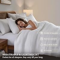 palassio Striped White 100% Cotton Quilt King Size Bedding Sets, Lightweight Crinkly Channel Pick Stitch Textured Bedspread Soft Shabby Chic Farmhouse Country Coverlet for All Season, 2 Shams — image 5