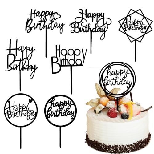 WRICHEAR Black Happy Birthday Cake Toppers