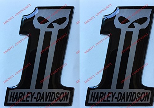 Par de adhesivos resinados con el logotipo de Harley Davidson, número One...