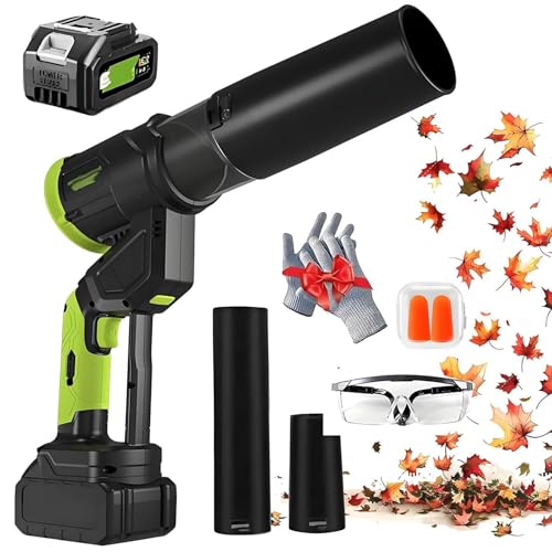 Soplador de hojas inalámbrico de 37000 RPM y secador de coche, soplador portátil de alta potencia con boquilla giratoria de 180°, pantalla digital y extensiones para cuidado del césped, patio y