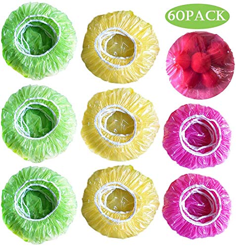 Cymax - Cubiertas de almacenamiento de alimentos reutilizables y coloridas fundas para cuencos de varios tamaños, duraderas, antiadherentes para mantener los alimentos frescos 60pcs