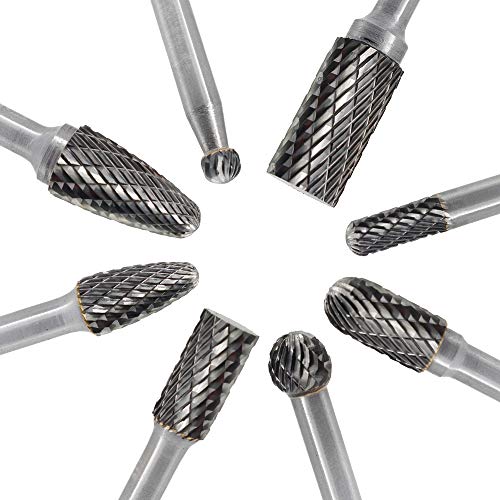 Jestuous 43398-54709 Carbide Burr Set 8Pcs Jestuous 1/4 Inch Shank Diameter Double Cut Rotary Files Metal Grinding Polishing Carving Tool Drill Bits thumb #6