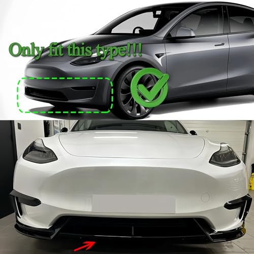 Lèvre de pare-chocs avant Tesla Model Y 2020-2024 kit diffuseur de menton noir brillant