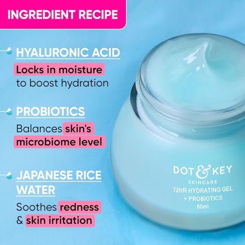 Dot & Key 72HR HYDRATING GEL + Probiotics Moisturizer for Face | With Hyaluronic Acid, Kombucha & Rice Water | Lightweight gel Moisturizer | For... - Image 6