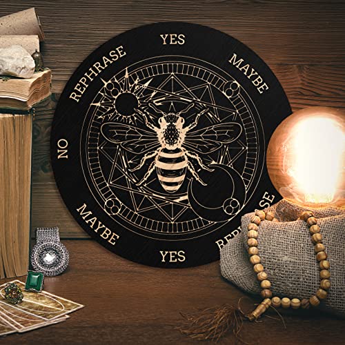 INFUNLY Wooden Pendulum Board 7.9" Bee Magic Circle Witch Dowsing Divination Planchette Board Metaphysical Message Board with Healing Crystal Necklace for Beginners Witchcraft Altar - Image 4
