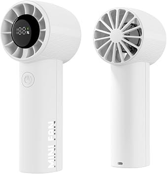 High Speed Mini Handheld Fan, Rechargeable Bladeless USB Fan with LED Display, Pocket-Size Battery Powered Cooling for Travel, Camping, and Personal Use