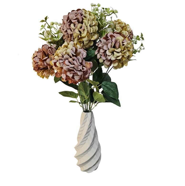 Image of Premium Combo Artificial Flower Bouquet with Ceramic Vase | 7 Head Real Touch Flowers | Luxury Home Decor for Living Room Bedroom Office Center Table(ND-15)