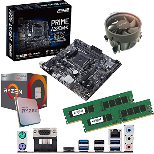 Components4All AMD Ryzen 5 5600G 3.9Ghz (Turbo 4.4Ghz) Six Core CPU, ASUS Prime A320M-K Motherboard & 8GB 3000Mhz Crucial DDR4 RAM Pre-Built Bundle