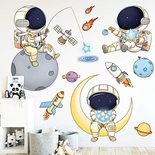 Astronaut Wall Decals, Removable Pvc Universe Space Wall Stickers For Bedroom Living Room Kid's Room Kindergarten, Art Window Door Cabinet Corridor Nasa Wall Decor Murals (Astronaut3) #TOP1
