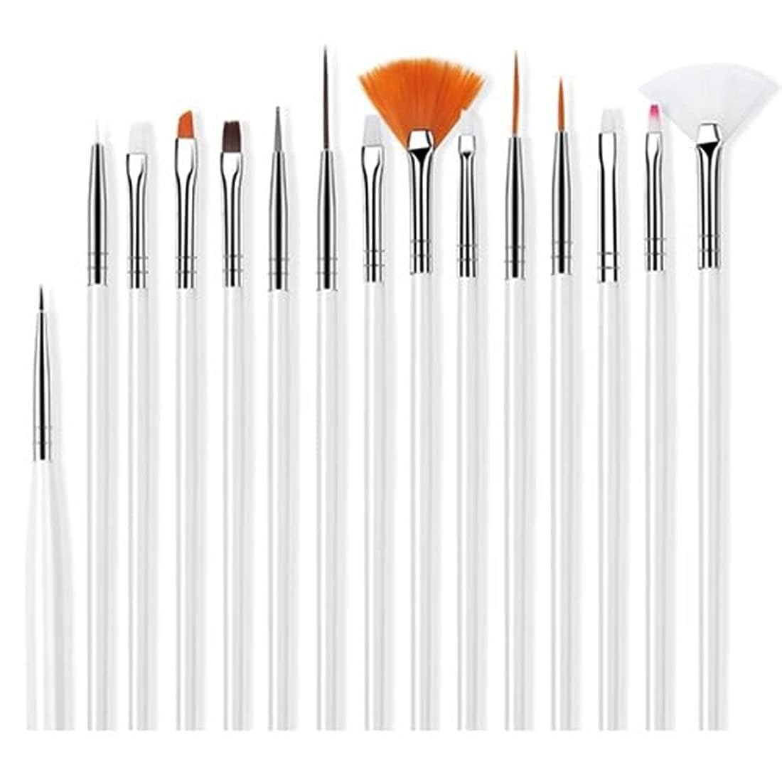 Lusty Soul Nail Art Painting Brush Set | Acrylic UV & Poly Extension Gel Drawing Polish Brush Tool Kit | Tips Builder Design Dotting Brushes DIY | Nail Art Decoration Accessories – 15 Pcs. (White)-image-43