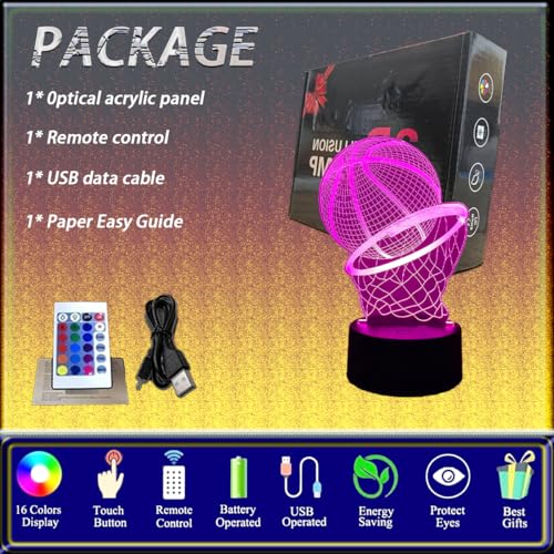Veilleuse Basket 3D LED télécommande, USB Deluisho