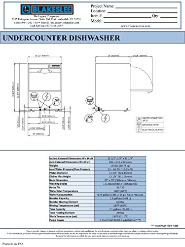 Undercounter Stainless Steel Sanitizing Dishwasher #TOP7