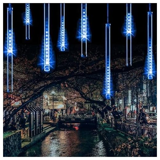 Amélioré Météores Pluie Lumières, Guirlandes Lumineuses IP65 Imperméable Lumières de Noël avec Tubes de 30 cm, 8 Tubes, Total 240 LED pour Noël Mariage Fête Soirée Maison Arbre Sapin Jardin