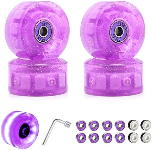 Miniatura 4 de Nezylaf Paquete de 8 ruedas de patinaje iluminado, ruedas LED de dureza 78A con rodamientos ABEC-9 de primera calidad, accesorios iluminadores para