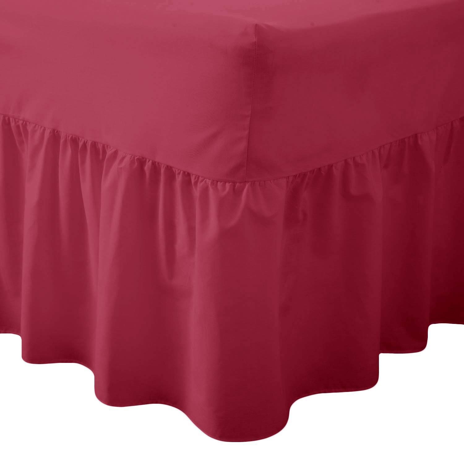 Amigozone Wine Plain Pollycotton Valance Fitted Sheet Or Pillow Pair Cases (Single, )